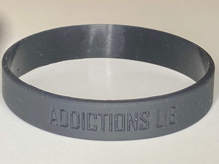 Addictions Lie Silicone Bracelets, Four Bracelets - Black