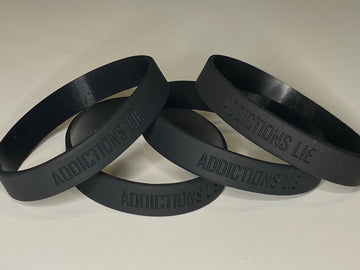 Addictions Lie Silicone Bracelets, Four Bracelets - Black