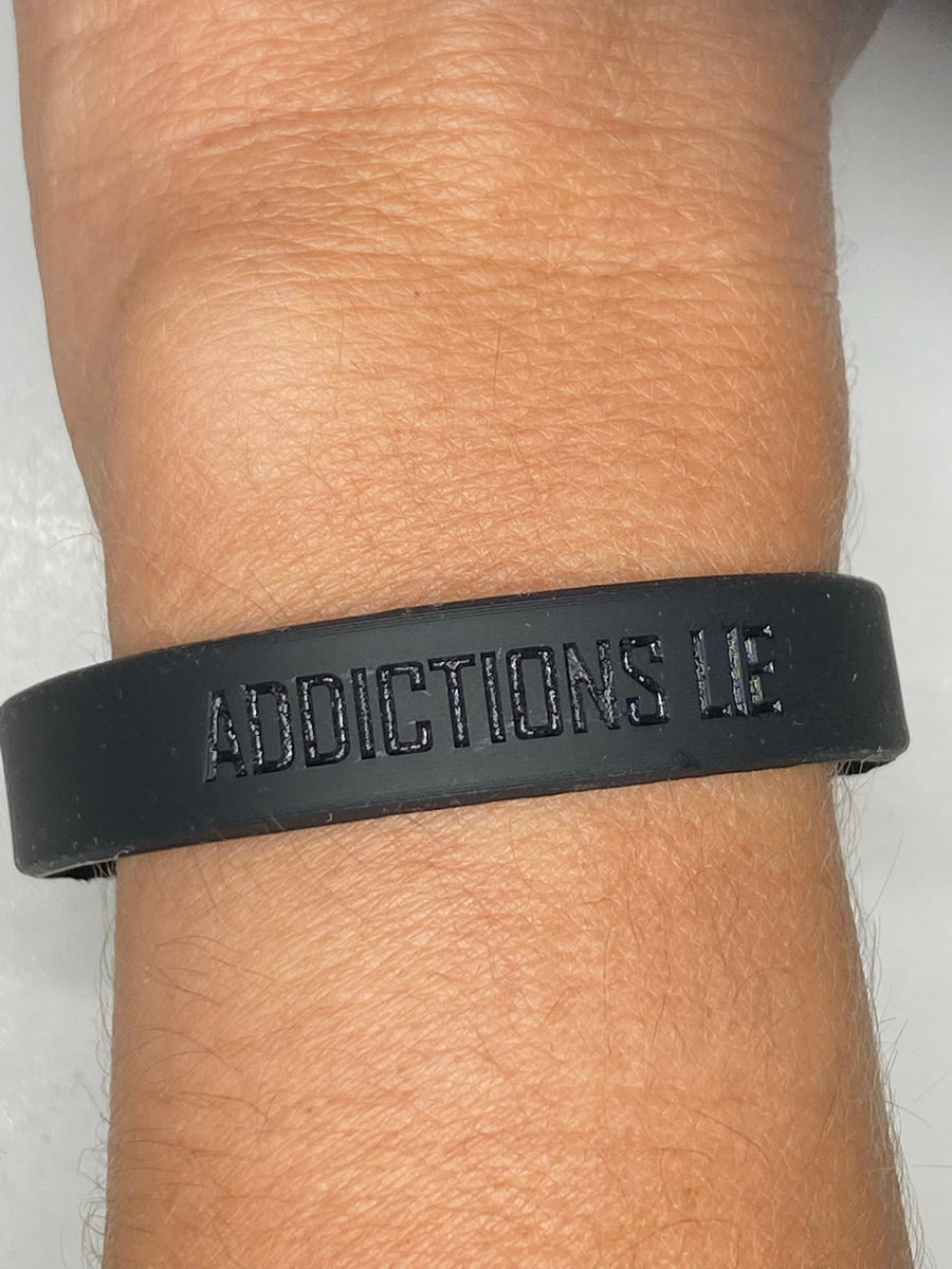 Addictions Lie Silicone Bracelets, Four Bracelets - Black